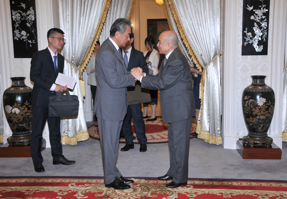 柬埔寨国王西哈莫尼会见中国外交部长王毅
